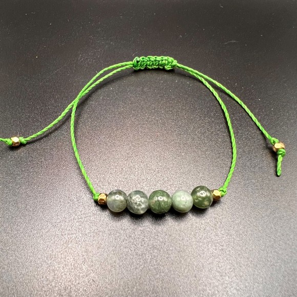 KC Gems Co. Natural Moss Agate Slide Bracelet - May Birthstone - Picture 3 of 5